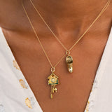 Enamel and 18k Gold Cuckoo Clock Charm