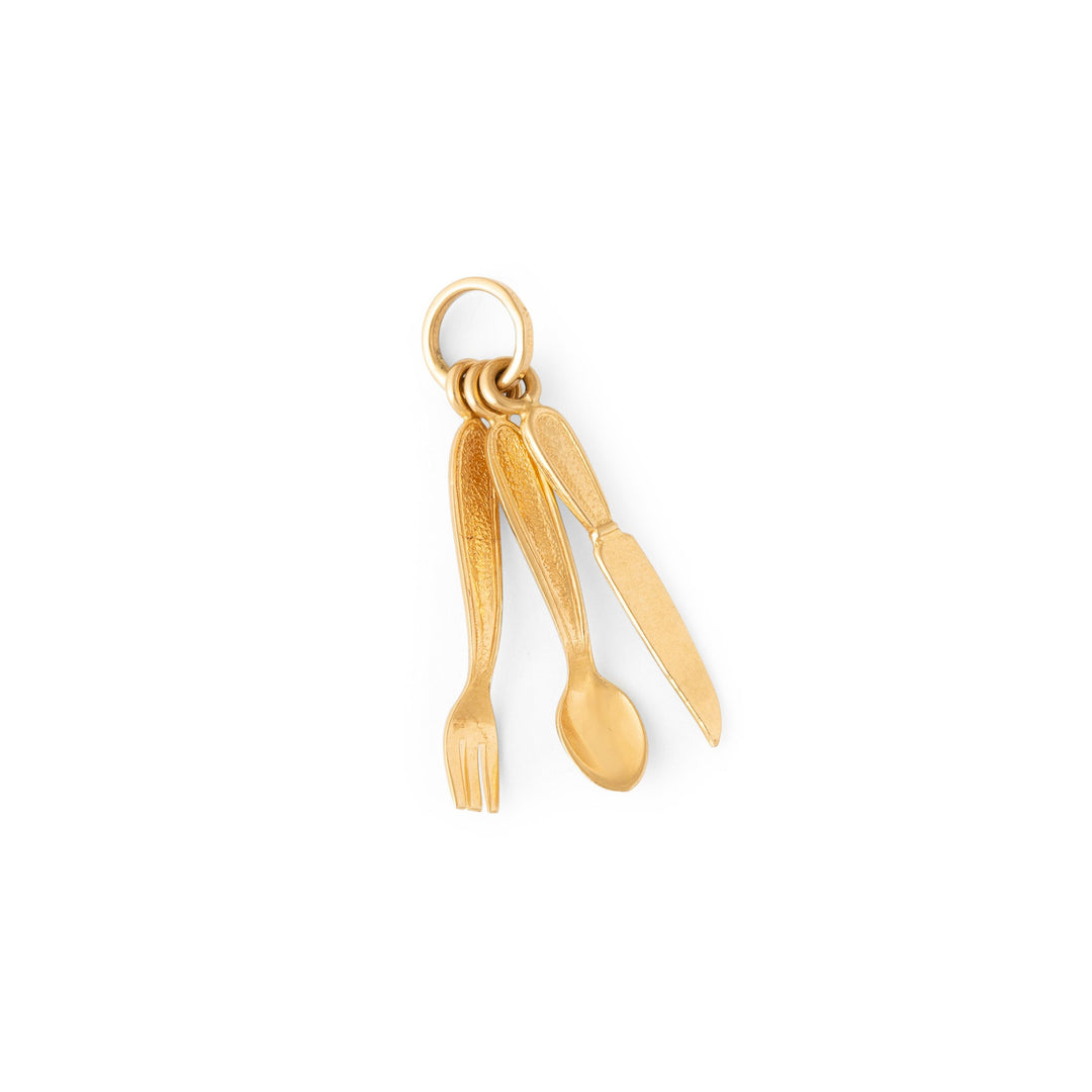 Italian Fork, Knife, and Spoon 14k Gold Charm