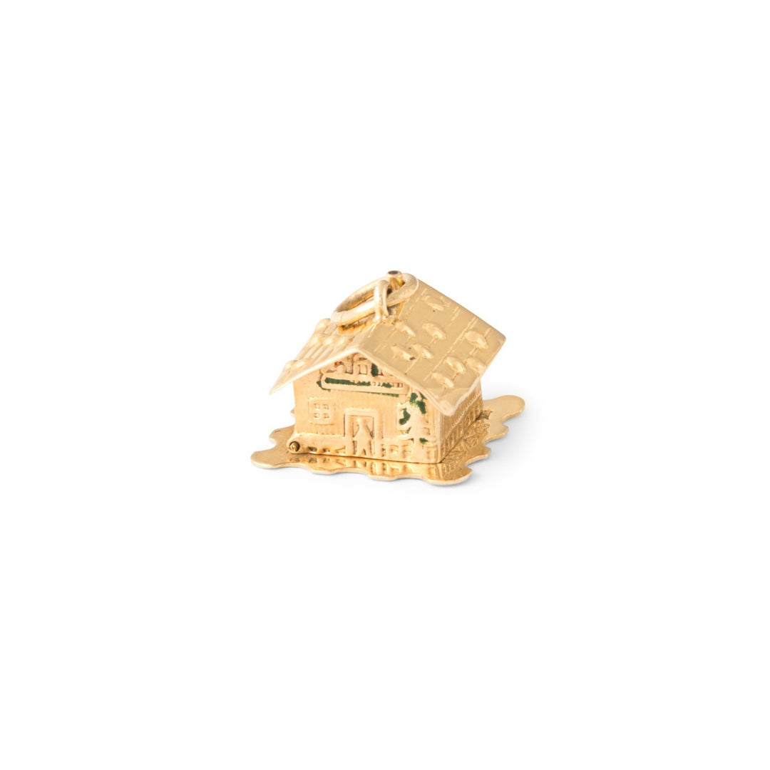 Austrian 14k Gold and Enamel Movable House Charm