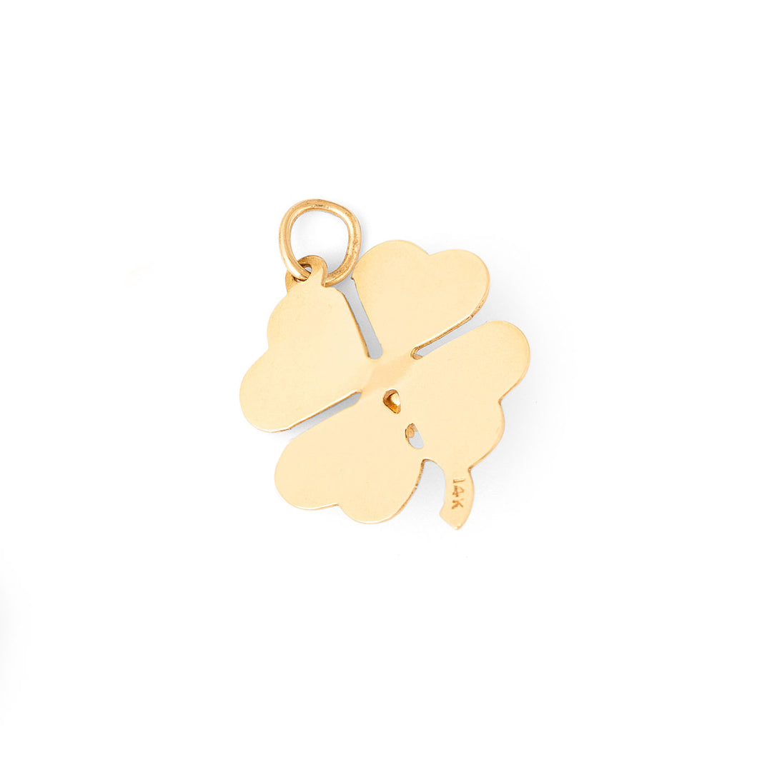 Clover with Pearl 14k Gold Charm