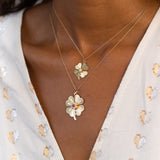 Large Pearl and 14K Gold Clover Charm