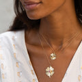 Large Pearl and 14K Gold Clover Charm