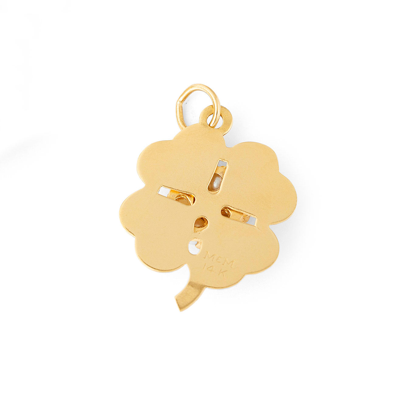 Four-Leaf Clover 14k Gold And Pearl Charm