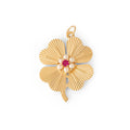 Large Pearl and 14K Gold Clover Charm