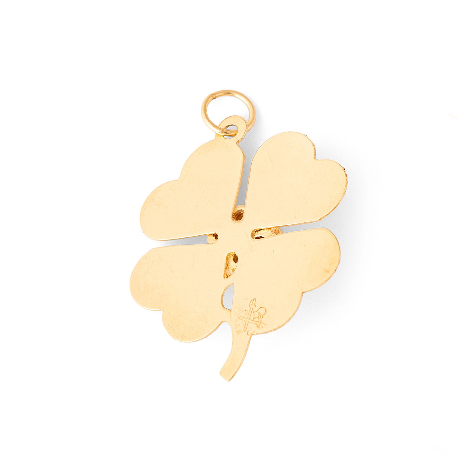 Large 14k Gold And Pearl Clover Charm