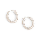 Rounded 14k White Gold Hoop Earrings