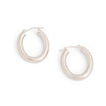 Rounded 14k White Gold Hoop Earrings