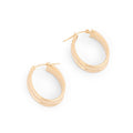 Oval Ribbed 14k Gold Hoop Earrings