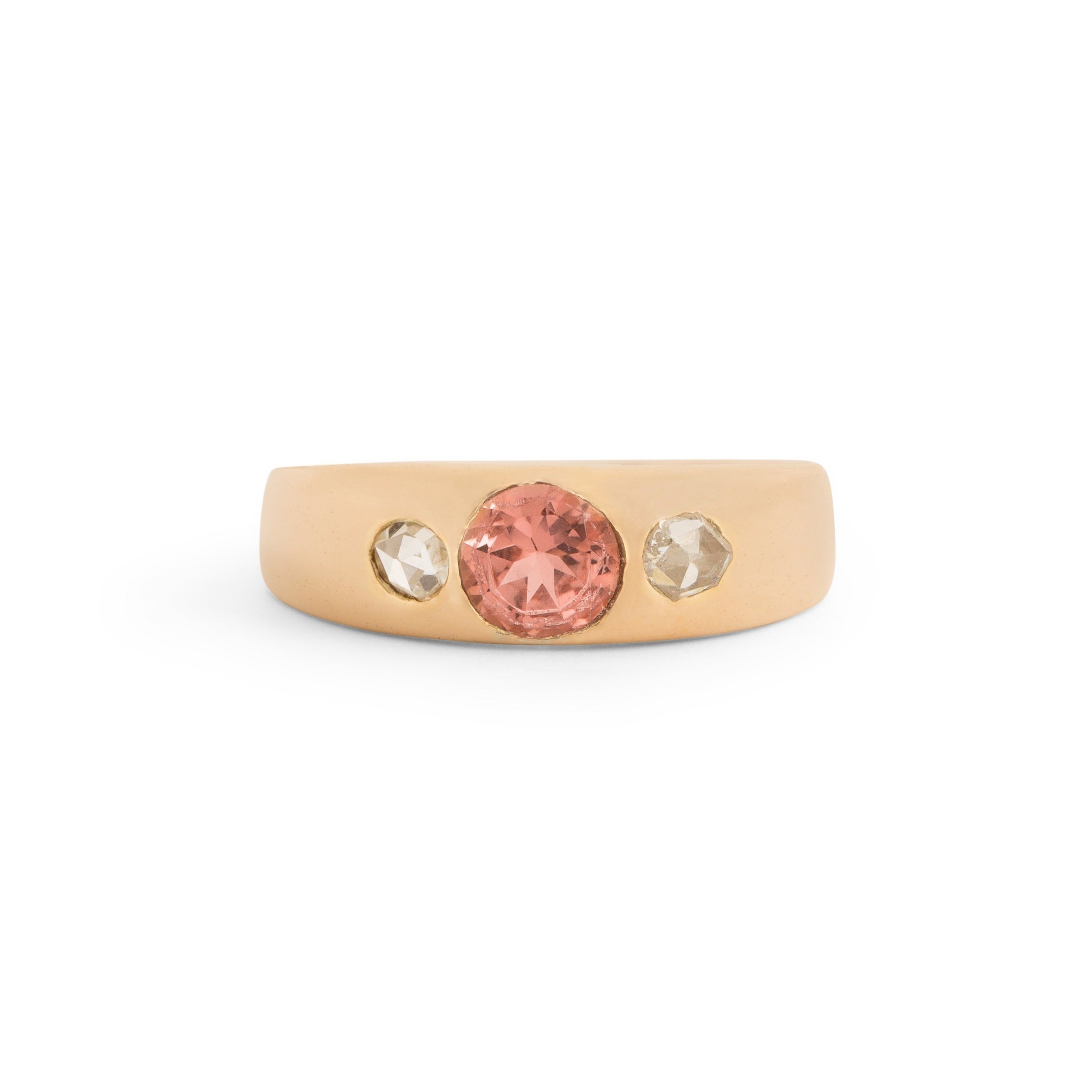 Victorian Pink Tourmaline, Diamond, and 14k Gold Ring