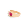 Ruby Cabochon and Diamond 14k Gold Ring