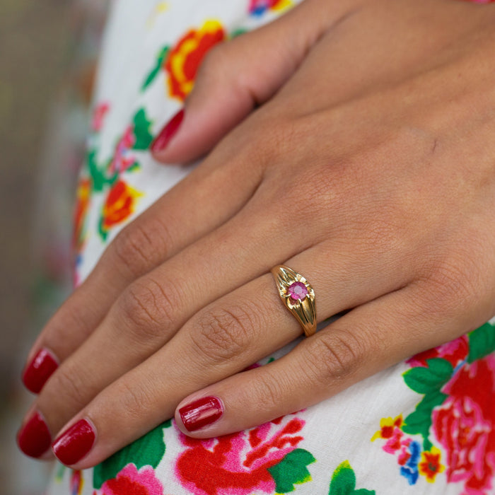 Ruby and 14k Gold Belcher Ring