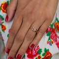 Ruby and 14k Gold Belcher Ring