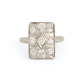 Old European Cut Diamond and 14k White Gold Rectangular Ring