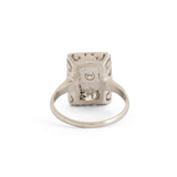 Old European Cut Diamond and 14k White Gold Rectangular Ring