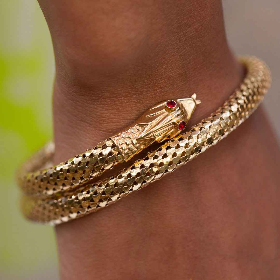 Gold Egyptian Spiral Snake Wrap Around Arm Cuff Coil Bangle Bracelet -  Anna-Kaci