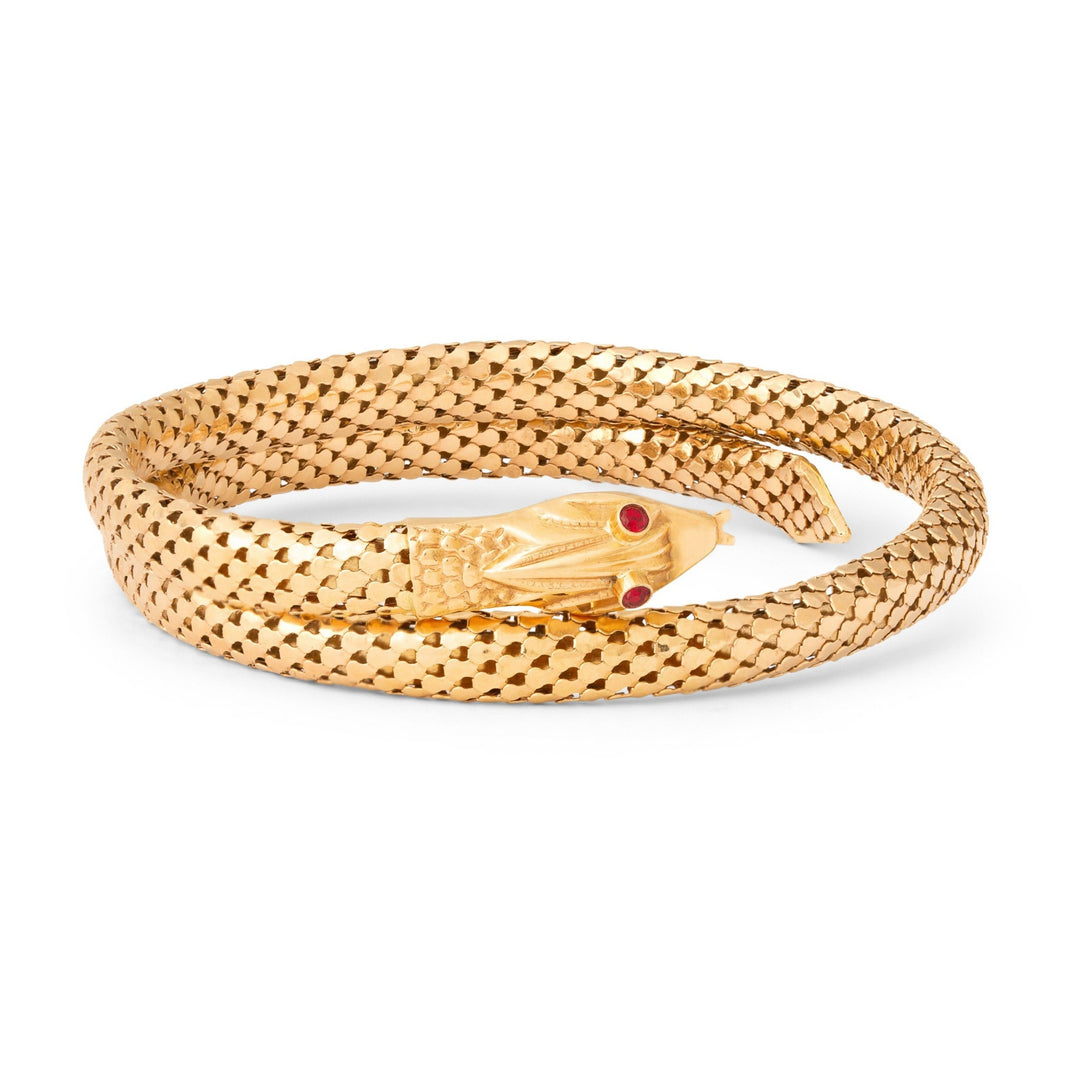 Italian 18k Gold Snake Arm Cuff Bracelet