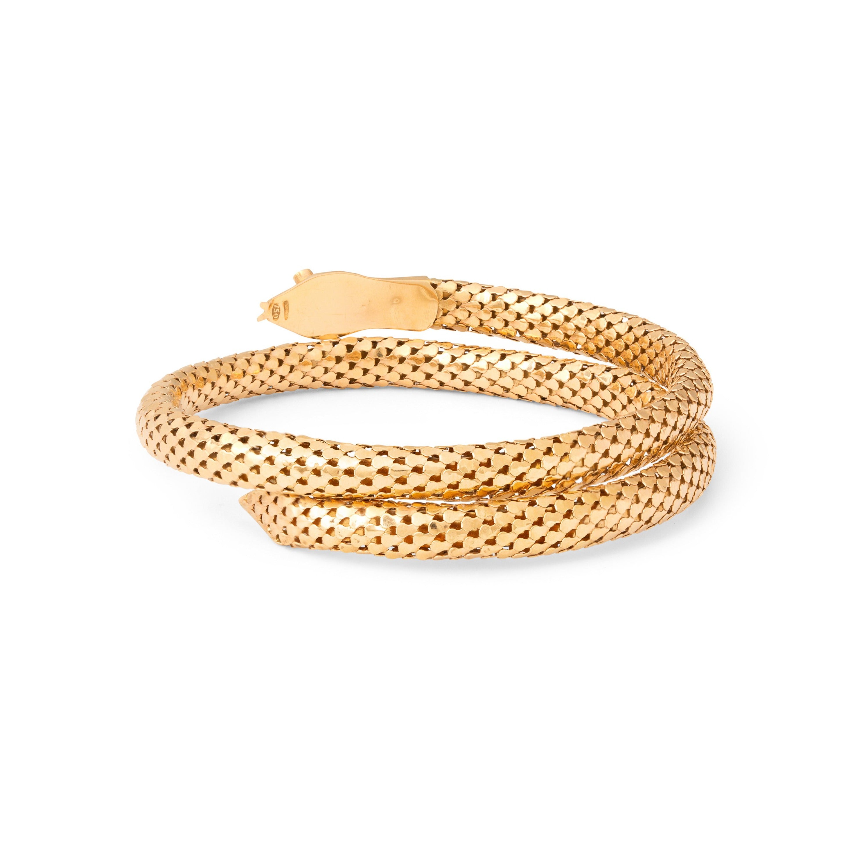 Italian 18k Gold Snake Arm Cuff Bracelet
