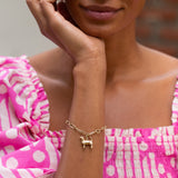14k Gold Link Bracelet With Dog Charm
