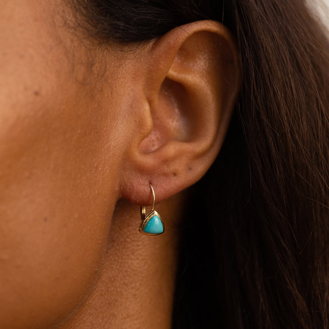 Mexican Turquoise and 14k Gold Drop Earrings