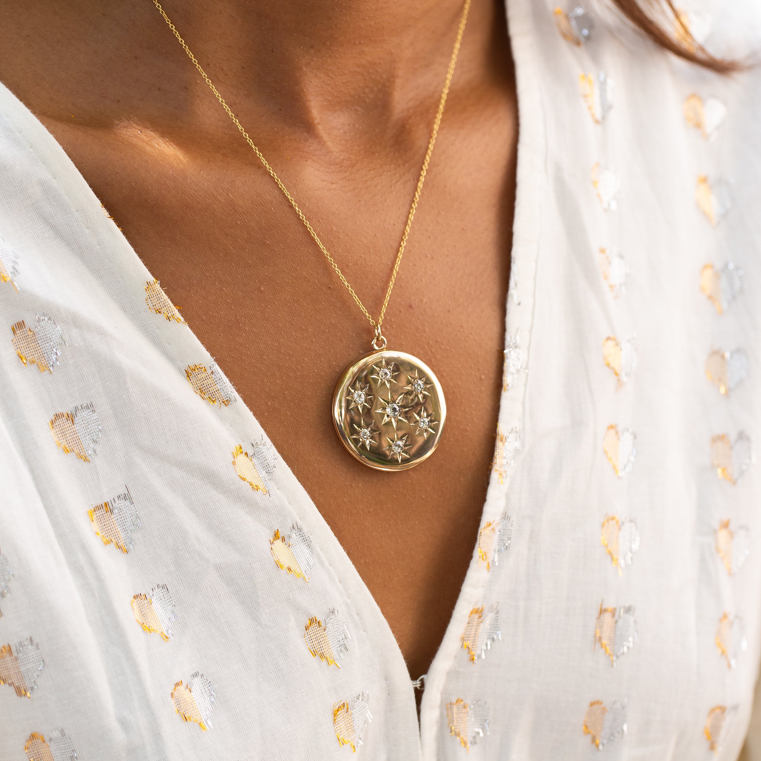 Victorian Diamond Starburst and 10K Gold Locket