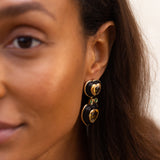 Citrine, Emerald, and 14K Gold Heart Earrings