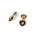 Citrine, Emerald, and 14K Gold Heart Earrings