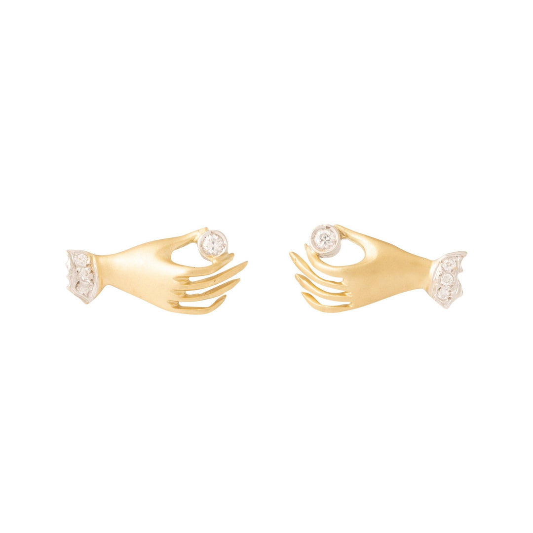 Diamond and 14k Gold Hand Earrings