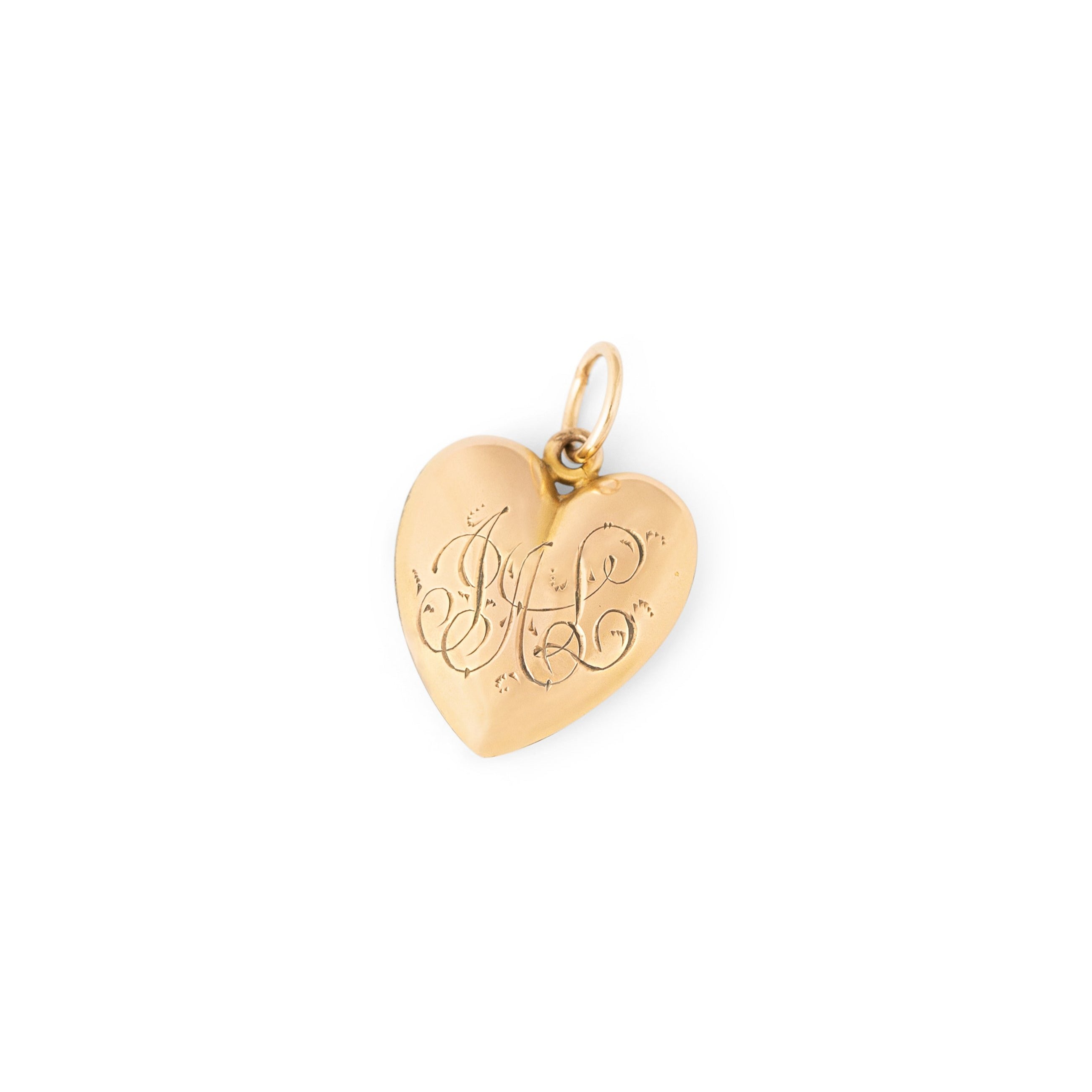 Victorian Monogramed 12k Gold Heart Charm