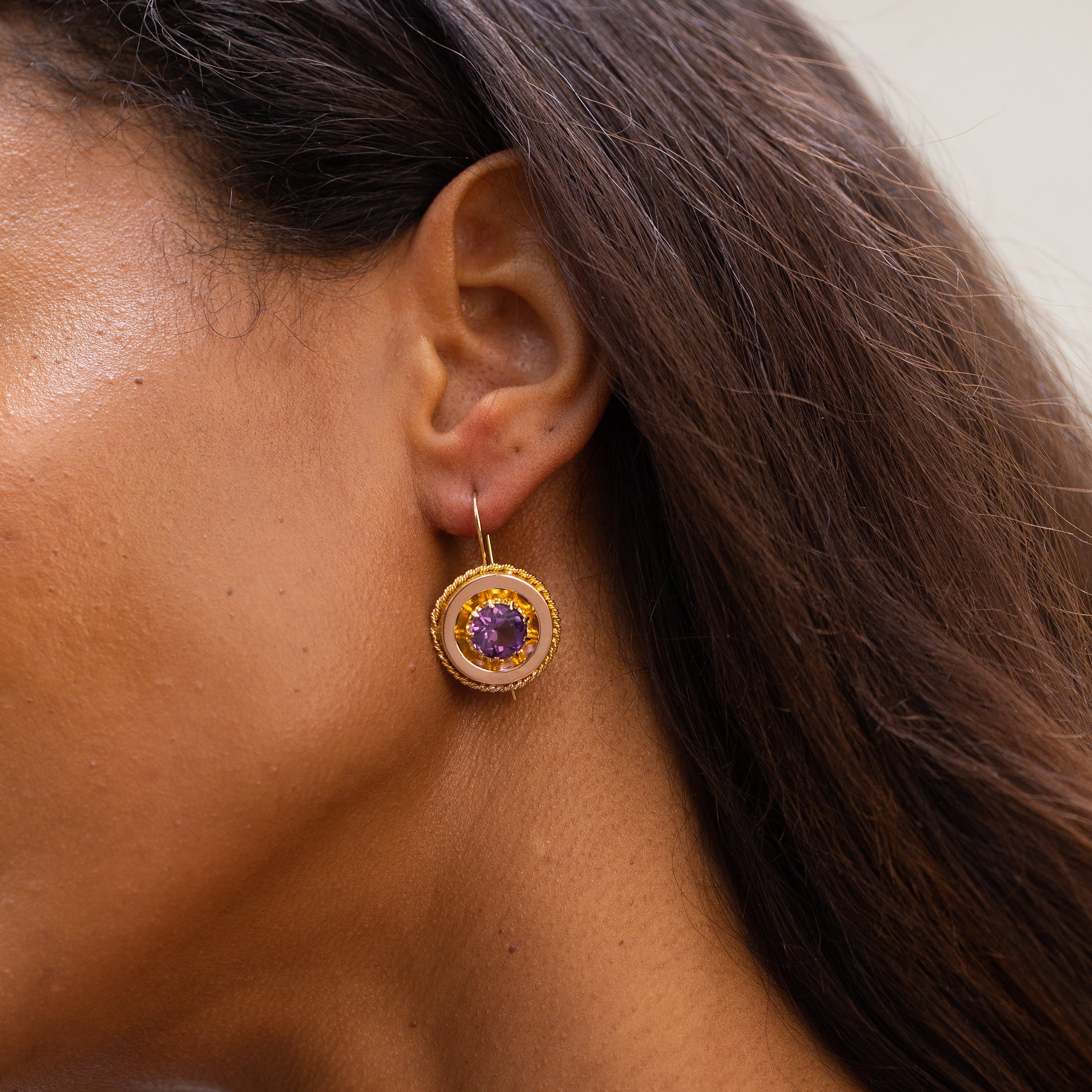 Victorian Amethyst and 18k Gold Drop Earrings