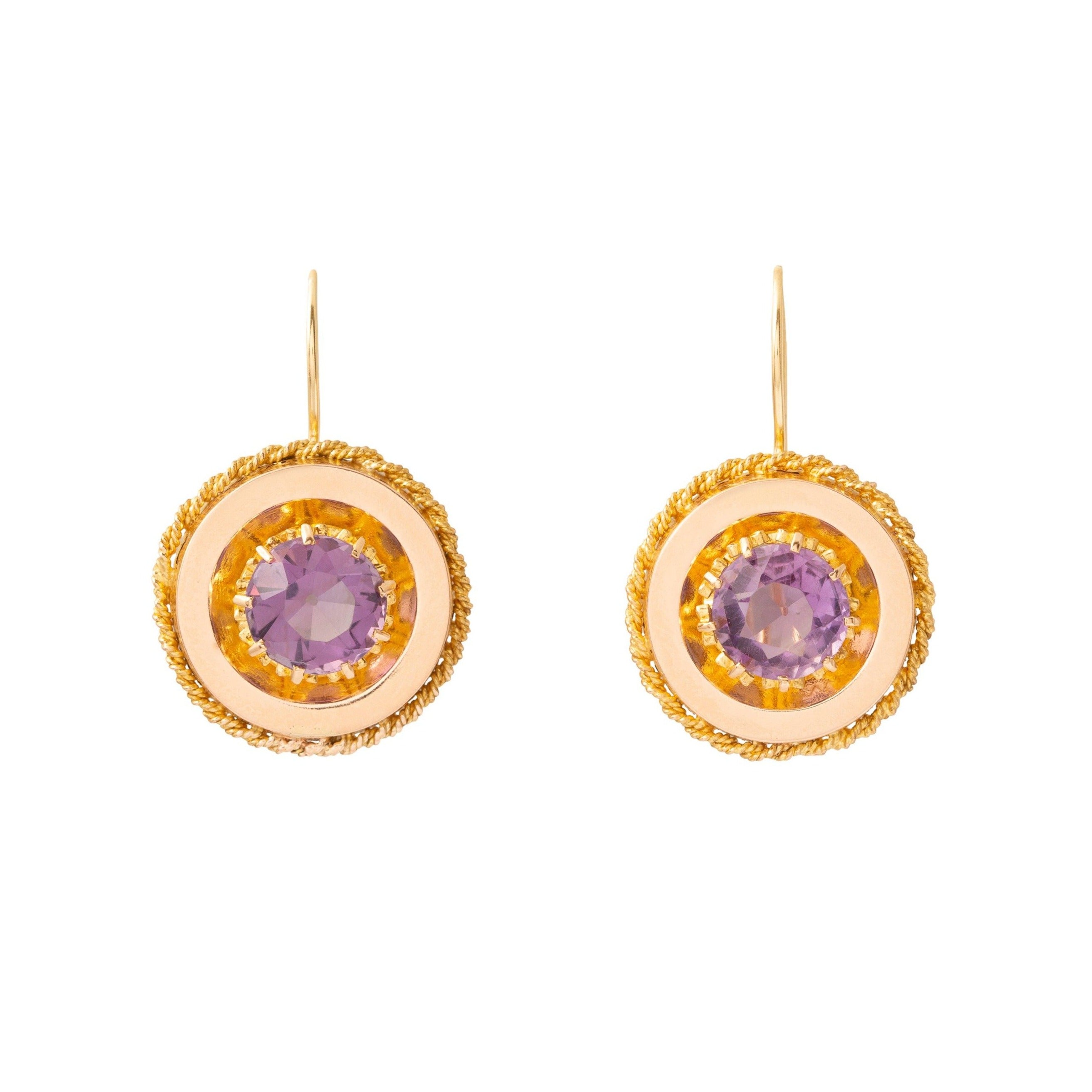 Victorian Amethyst and 18k Gold Drop Earrings