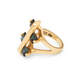 Sculptural Tourmaline and 18k Gold Taxco Ring