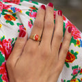 Red Coral and 18k Gold Ring
