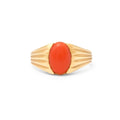 Red Coral and 18k Gold Ring