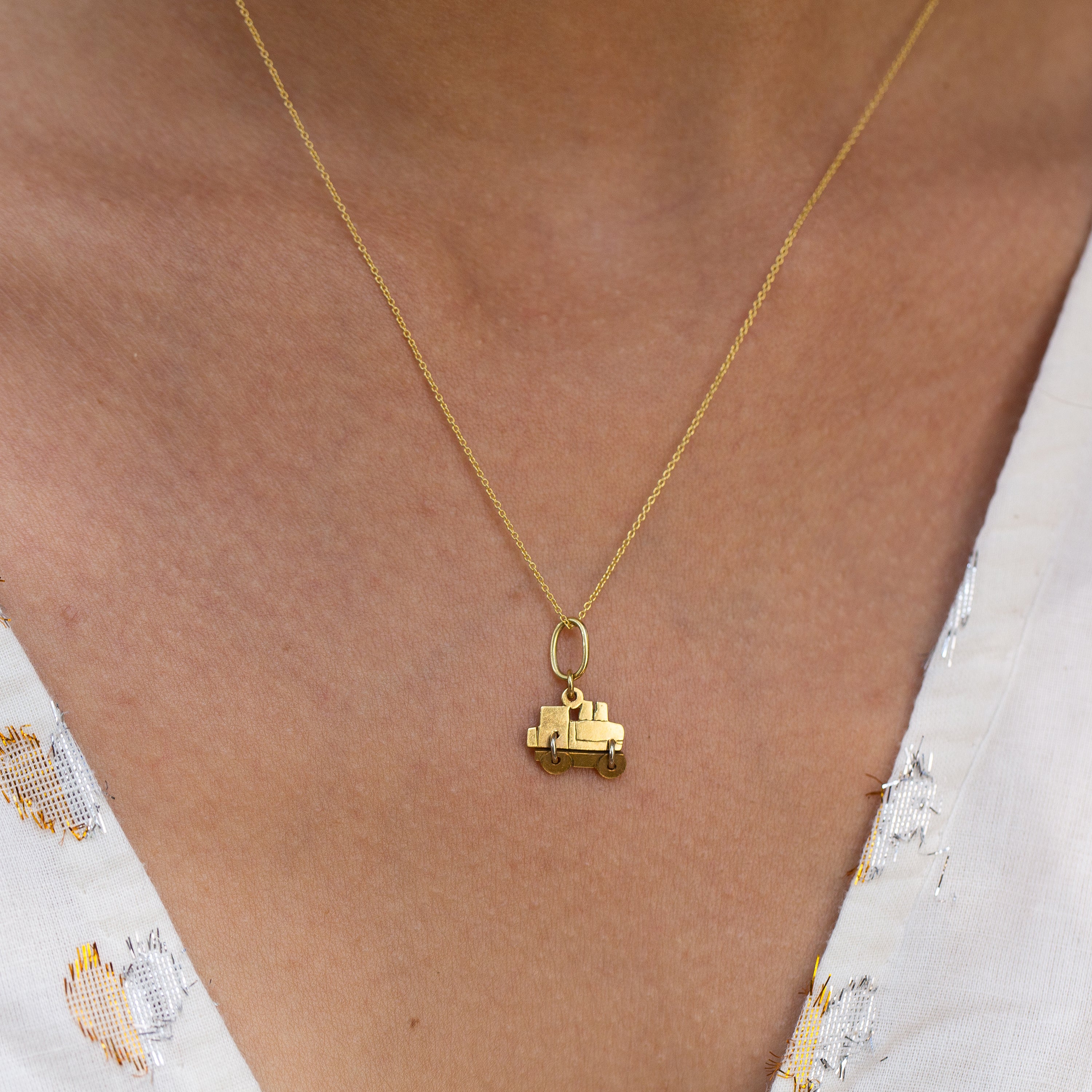 Italian 18k Gold Train Charm