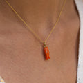 Coral Squid And 18k Gold Charm