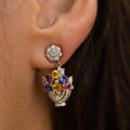 Flower Basket Multi-Color Sapphire and Diamond 18k Gold Earrings