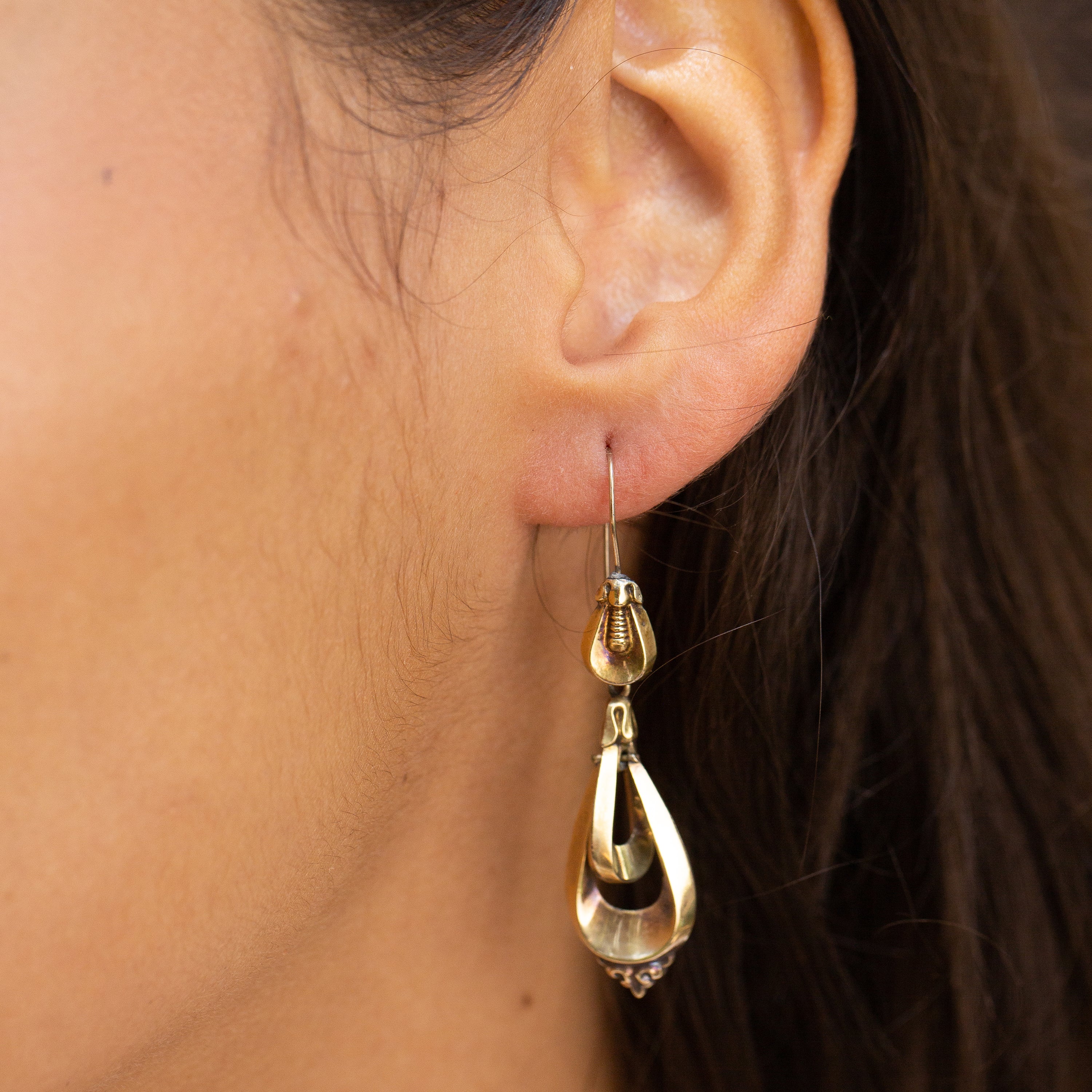 Victorian 10K Gold Dangle Earrings