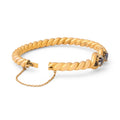 French Sapphire and Diamond Twisted 18k Gold Bangle Bracelet