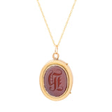 Victorian Carnelian "G" and 14K Gold Locket