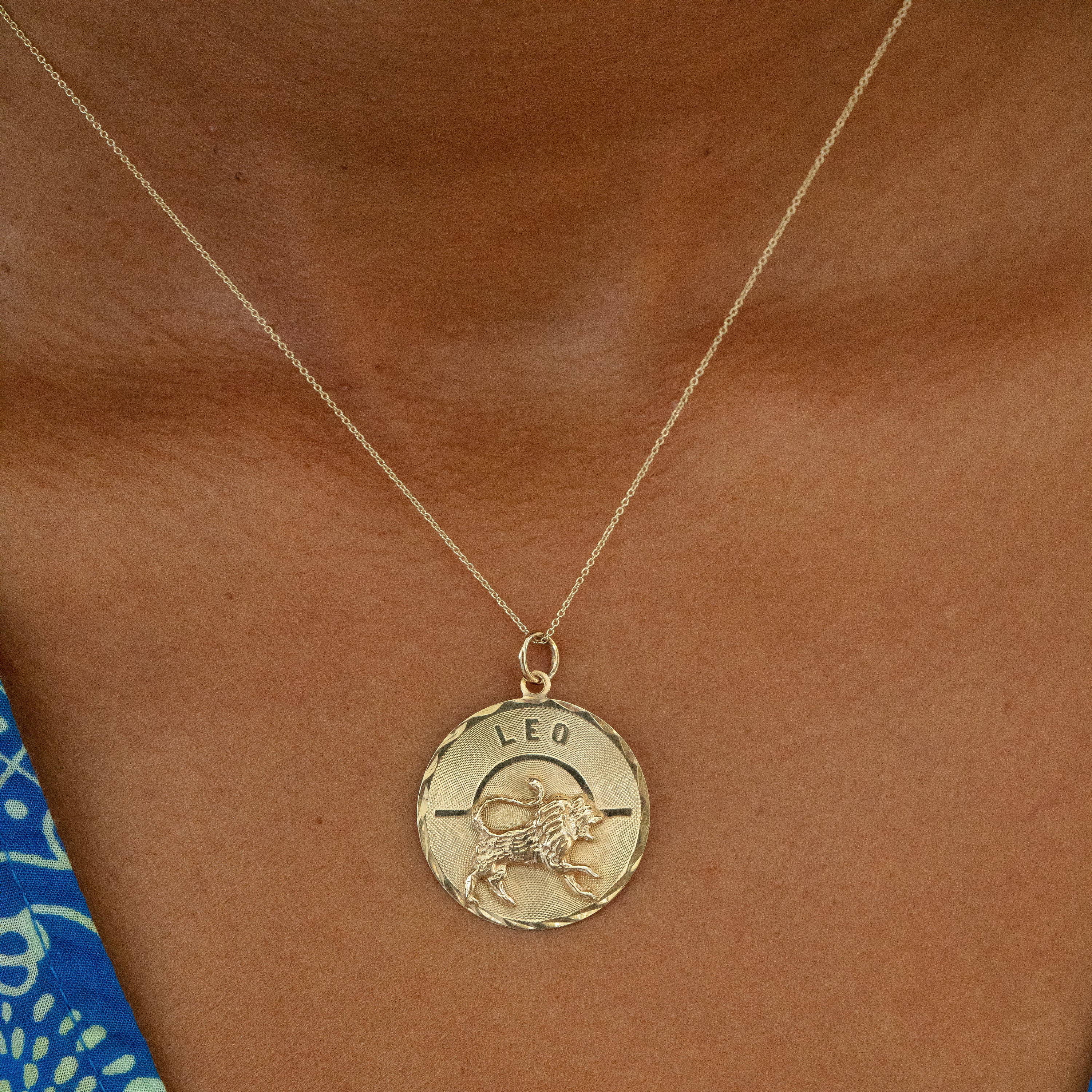 Large 14k Gold Leo Zodiac Charm