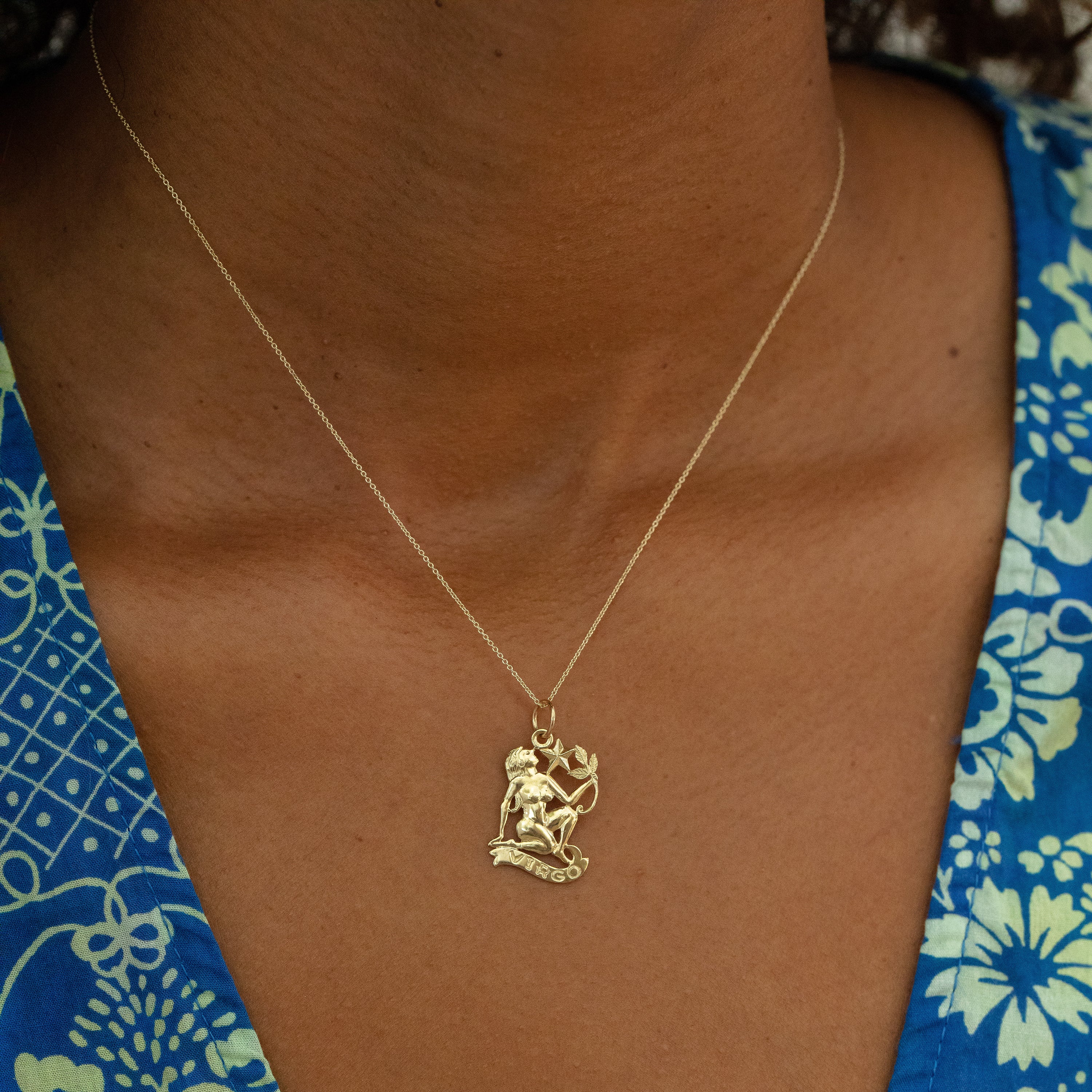 Virgo Goddess 14k Gold Zodiac Charm