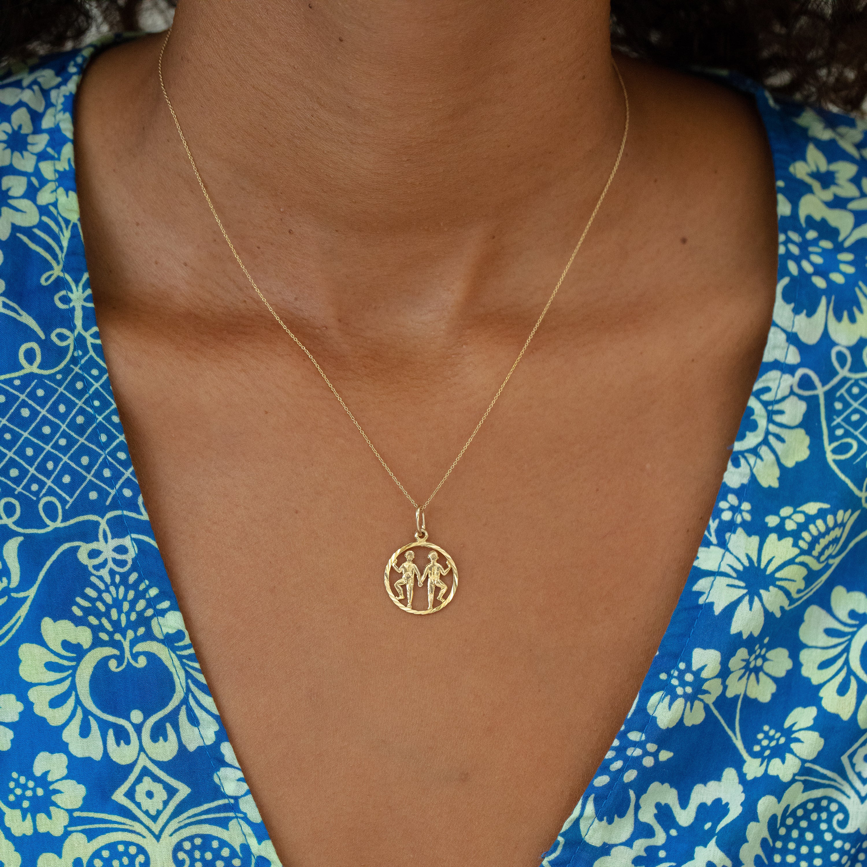 Gemini Twins 9K Gold Zodiac charm