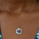 Enamel and 14k gold July Larkspur Charm