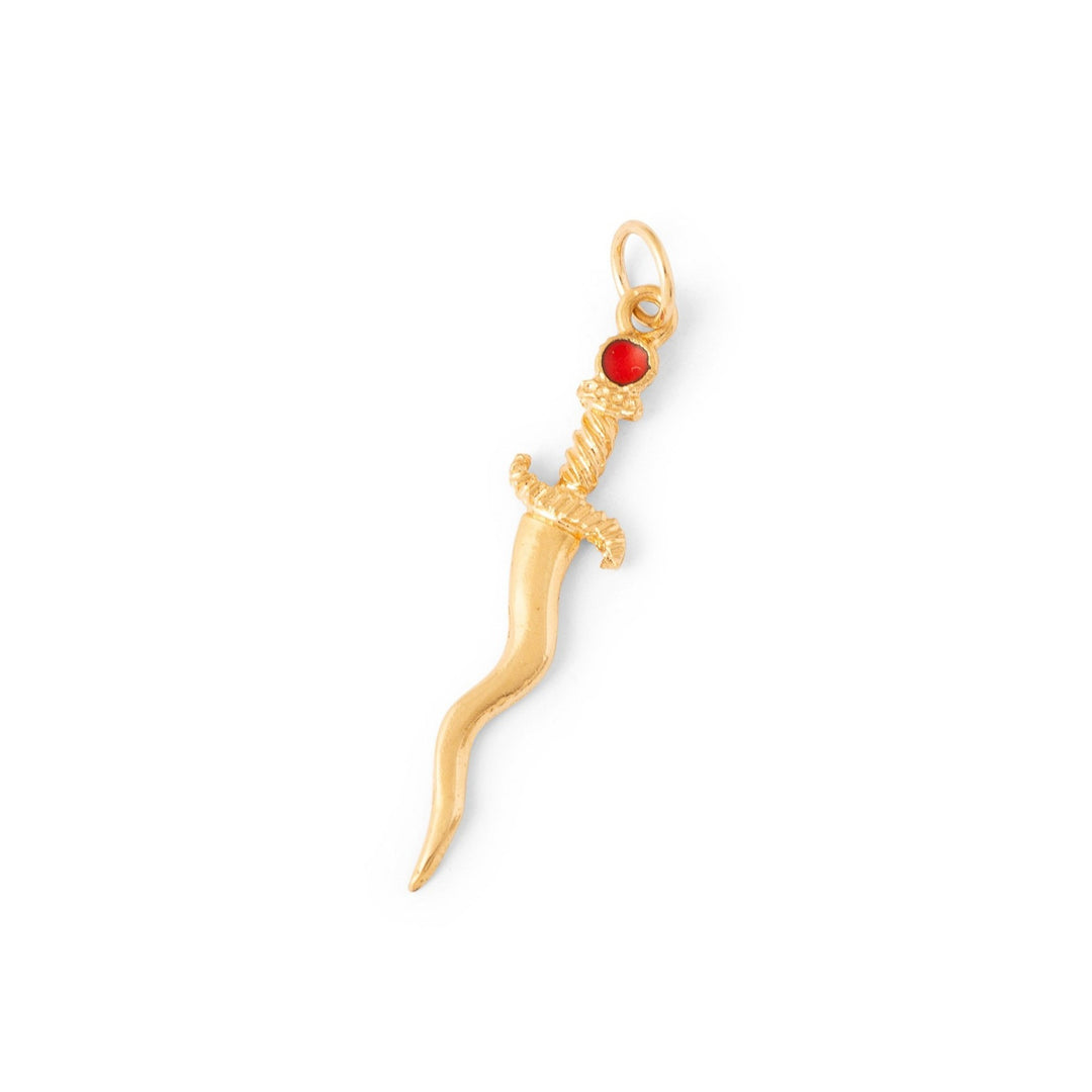 Curved Dagger 18k Gold And Enamel Charm