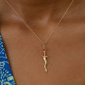 Curved Dagger 18k Gold And Enamel Charm