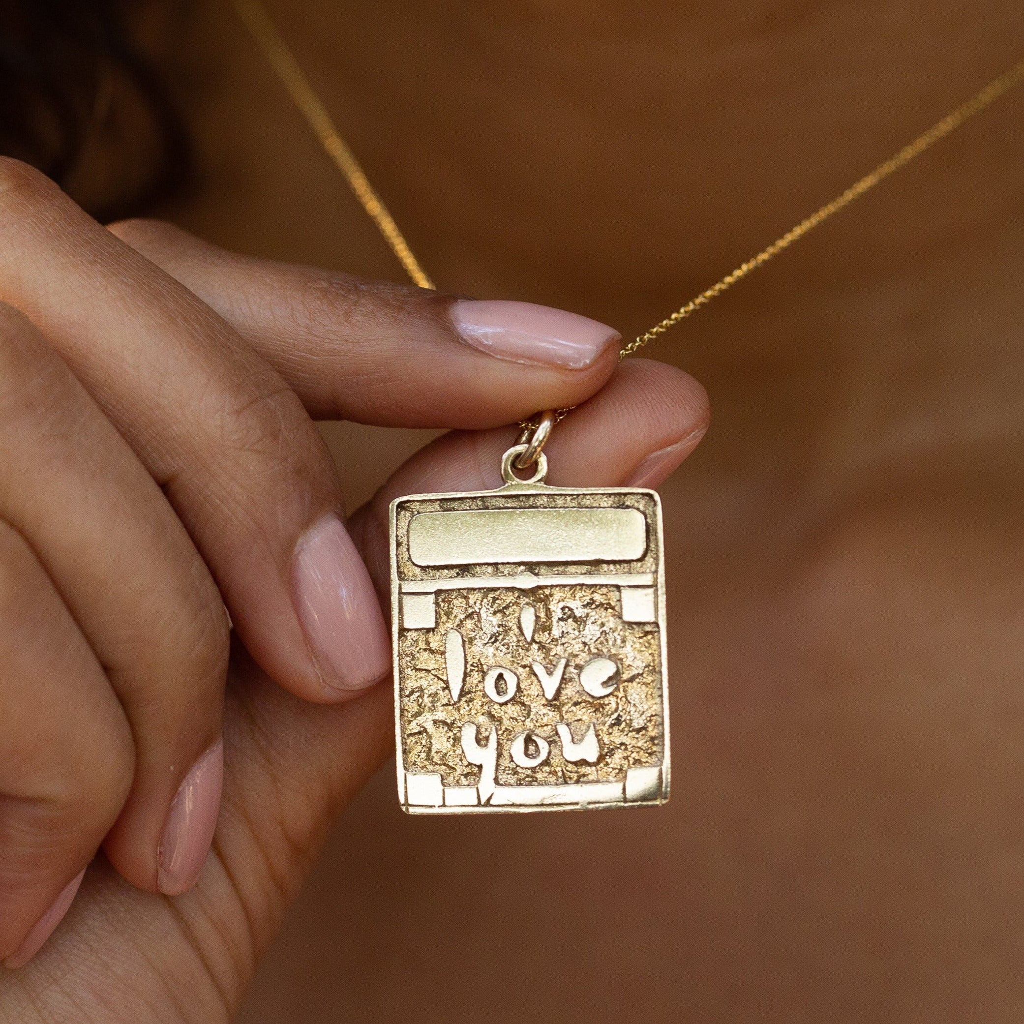 "I love You" Tablet 14k Gold Charm
