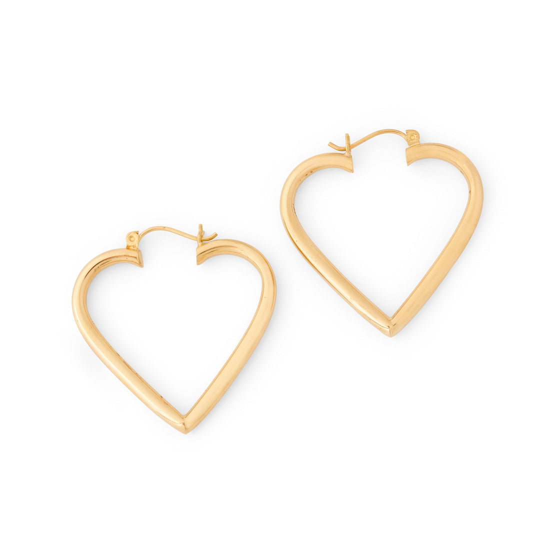 Heart-shaped 14k Gold Hoop Earrings