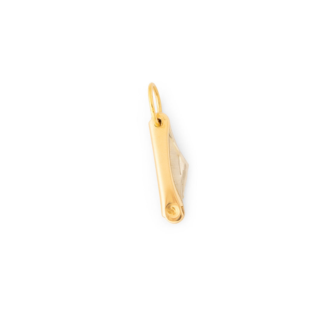 Foldable 14k Bi-color Gold Knife Charm