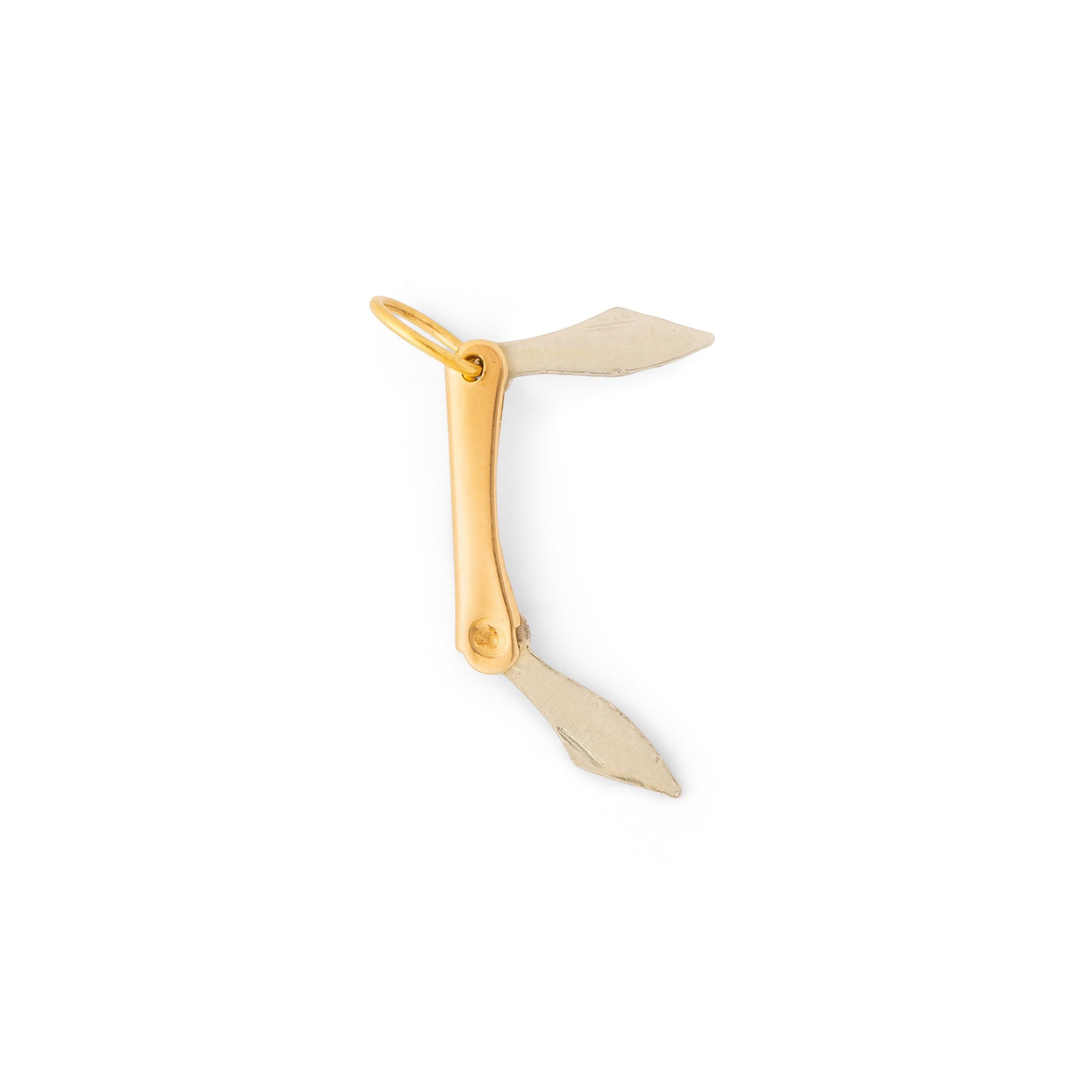 Foldable 14k Bi-color Gold Knife Charm