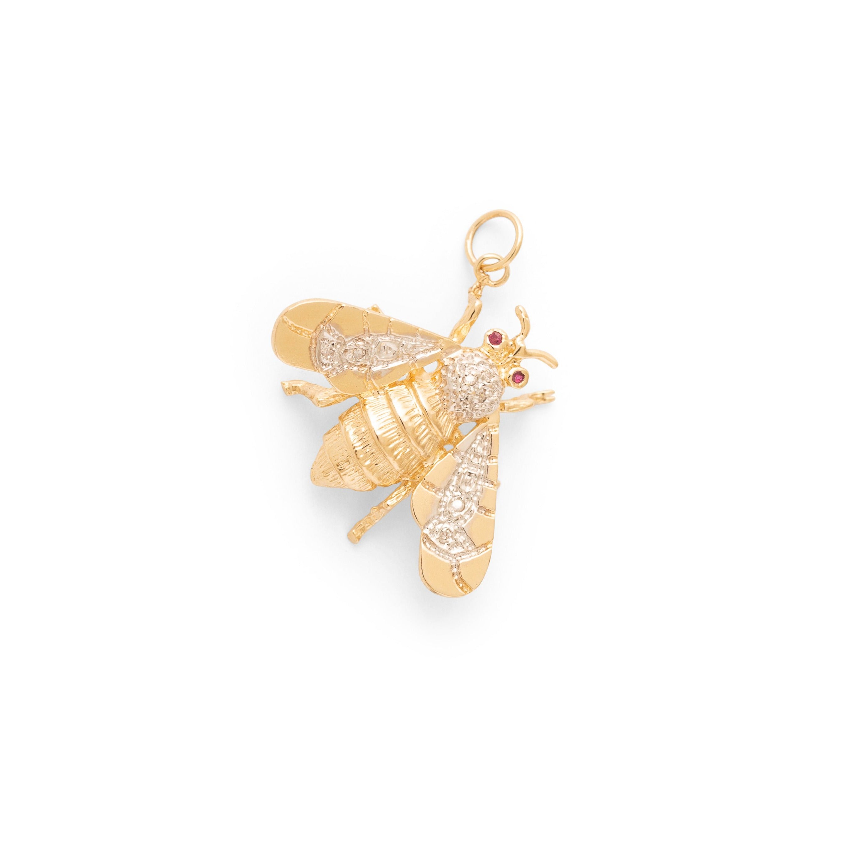Diamond, Ruby, and 14k Gold Bee Charm